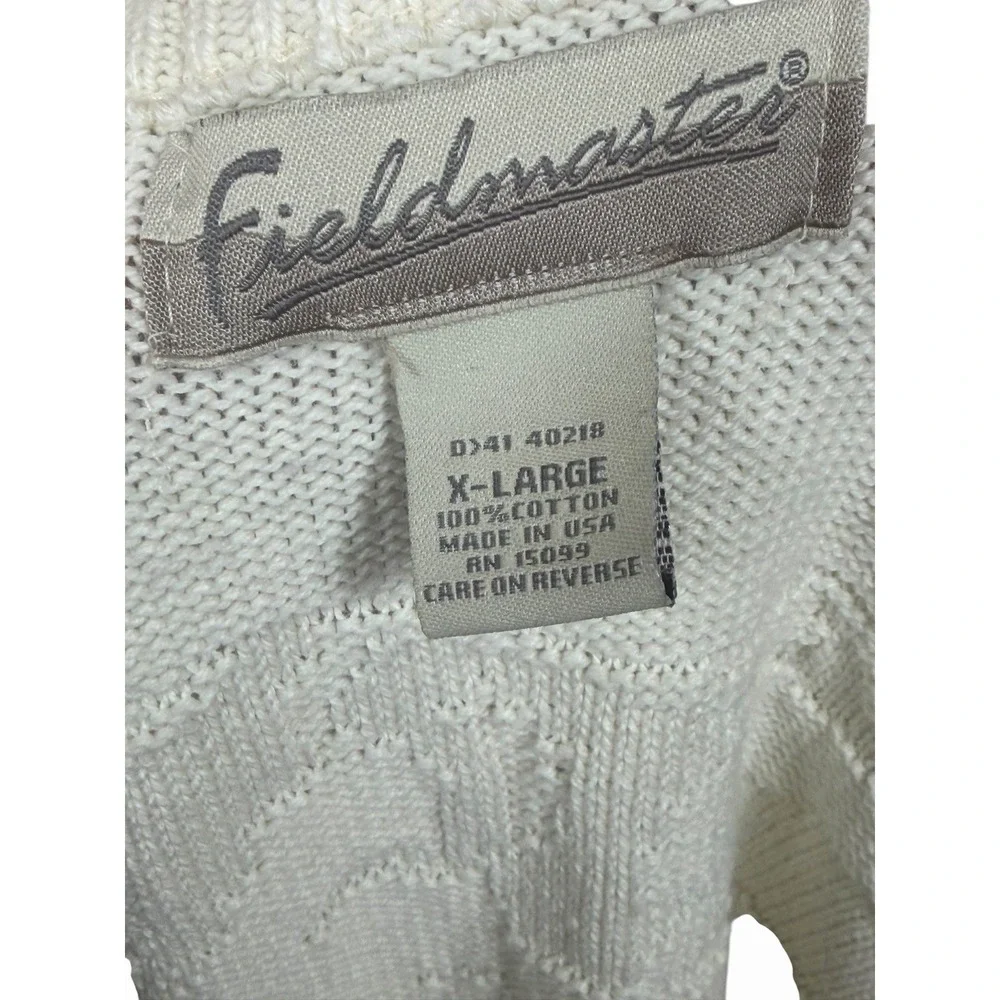 Fieldmaster USA Eagle‎ Sweater XL Cream Textured Knit Bald Eagle Cabin Cottage